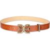 image:imageSam Edelman Womens Doublee Plaque Logo Hammered Buckle and Loop Leather Belt for Jeans Dresses and TrousersLight Brown