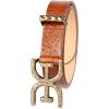 image:imageSam Edelman Womens Doublee Plaque Logo Hammered Buckle and Loop Leather Belt for Jeans Dresses and TrousersLight Brown