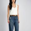 image:imageSam Edelman Womens Doublee Plaque Logo Hammered Buckle and Loop Leather Belt for Jeans Dresses and TrousersLight Brown