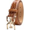 image:imageSam Edelman Womens Fashion DoubleE Plaque Logo Buckle Slim Textured Belt for Jeans Dresses and TrousersTan Croc
