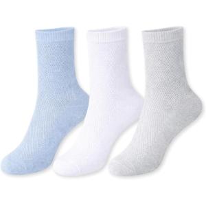 image:imageSam Edelman Womens Anklet Socks  3 PK Mesh Cotton Slouchy SocksDenimGreyWhite