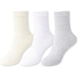 image:imageSam Edelman Womens Anklet Socks  3 PK Mesh Cotton Slouchy SocksIvoryWhiteGrey