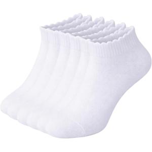 image:imageSam Edelman Womens Quarter Socks  6 PK Cushioned Cotton Scalloped Edge SocksWhite