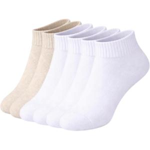 image:imageSam Edelman Womens Quarter Socks  6 PK Half Cushion with Heel TabOatmealWhite