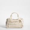 image:imageSam Edelman Marlowe Basket With Canvas Clutch Insert HandbagMilky White